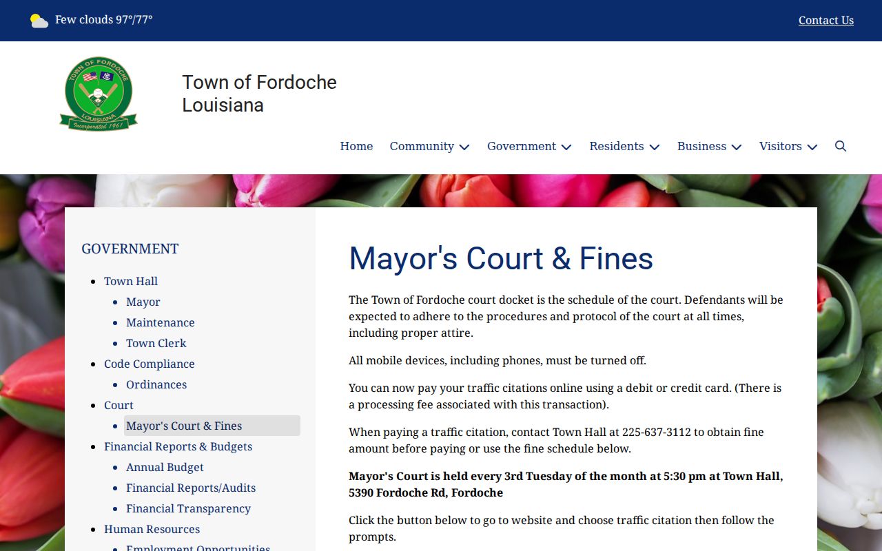 Fordoche court docket traffic citation payment and fine schedule