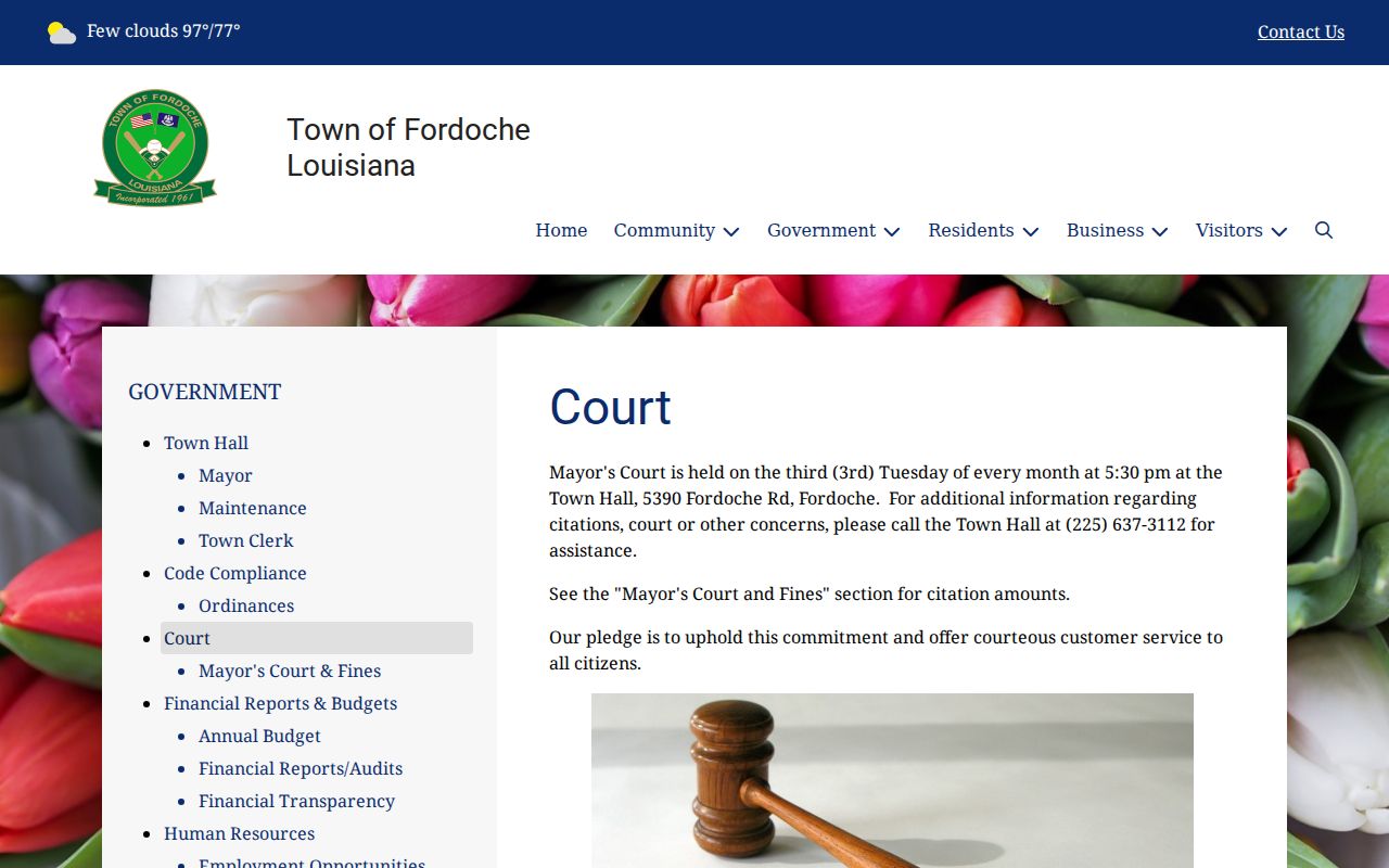 Fordoche court docket Mayor's Court third Tuesday schedule