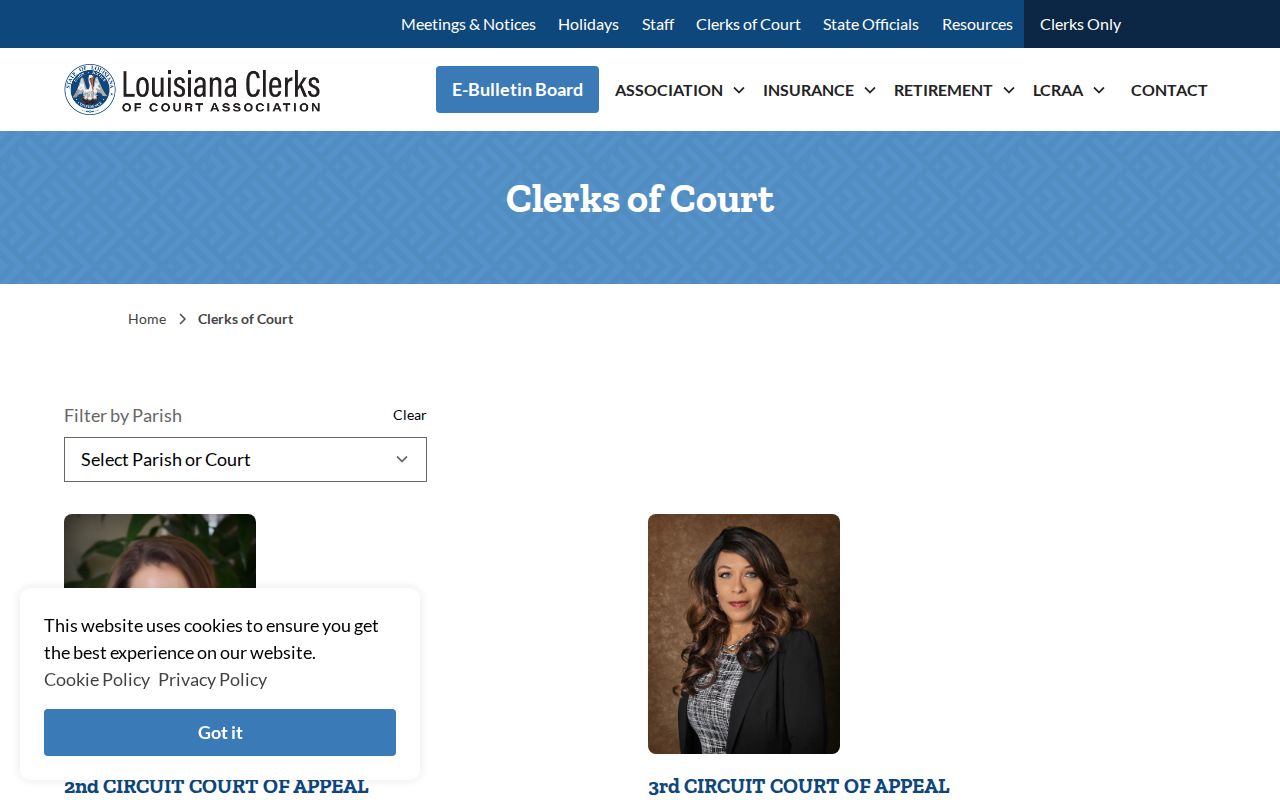 Pointe Coupee Parish court docket Clerk of Court directory record