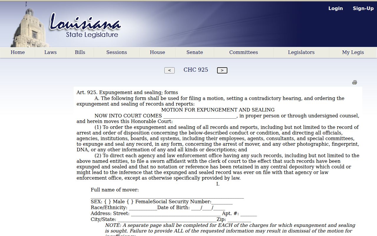 Pointe Coupee Parish traffic court records Louisiana Code of Civil Procedure article 925